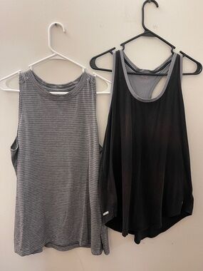 Women’s Layered Tank Duo — Grey Striped & Black Racerback